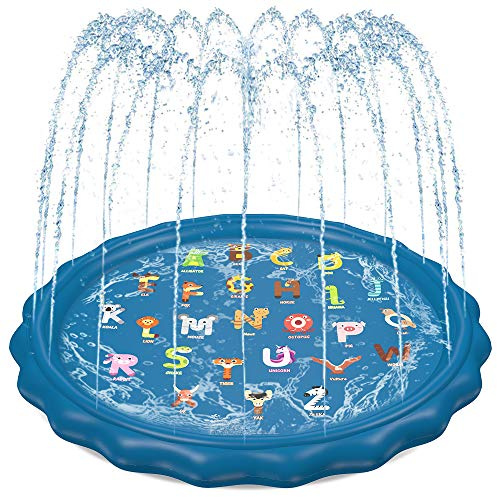 Jasonwell Splash Pad Sprinkler for Kids 60 Splash Play Mat Outdoor Water Toys Inflatable Splash Pad Baby Toddler Pool Boys Girls Children Outside Backyard Dog Sprinkler Pool for Age 1 2 3 4 5 6 7 8 9