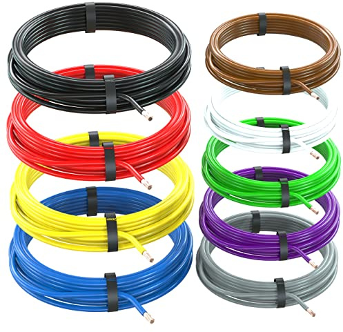 AUPROTEC Fordonskabel 0,35 mm² set med 9 färger 10 m FLRY-B som ring