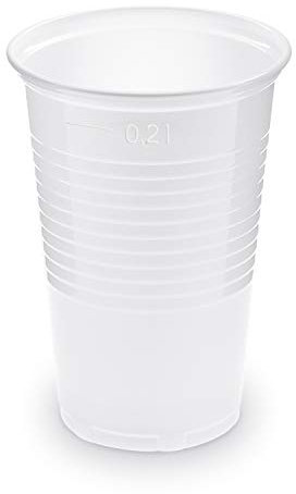 FALAMBI 1-PACK Trinkbecher Mehrzweckbecher Partybecher 200 ml, Eichstrich bei 0,2 L, PP, Ø 70 mm, weiss, 300 Stk.