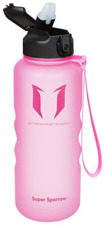 Super Sparrow Gourde avec Paille - Bouteille - 1.5L - sans BPA Tritan - Anti-Fuite Reutilisable pour Salle de l'école,Sport