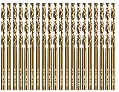 SALI Cobalt Drill Bit Set 20Pcs 3.5mm M35 High Speed Steel Jobber Drill Bit Kit (HSS) Twist Drill Bits for Hardened Metal, Stainless Steel, Cast Iron, Wood and Plastic, with Index Storage Case