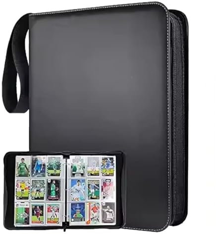 EDGYSENSE Large Trading Card Binder – 900 Pockets (50 Removable Sleeves) – Waterproof PU Leather Zipper Album Durable Card Holder Case for Collectors