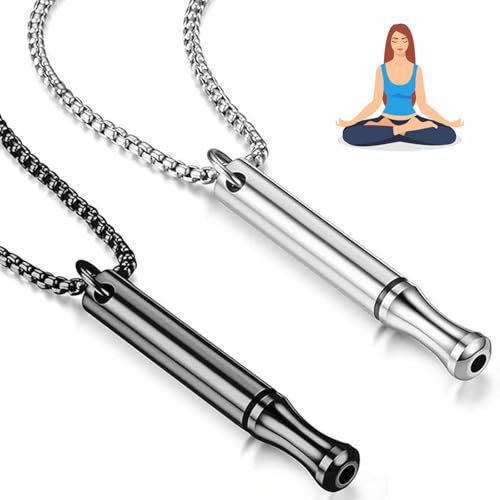 Tashce 2 Stück Halskette Rauchfrei, Raucherentwöhnung Hilfsmittel, Edelstahl Atemkette, Raucher Kette, Kette Angst Atemkette, Atem Halskette für Meditation, Beruhigung, Entspannung