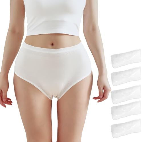STARLY Biancheria intima usa e getta da donna, a vita alta, comodi, da viaggio, confezione indipendente, mutandine ad asciugatura rapida (bianco, confezione da 5), bianco, XXX-Large