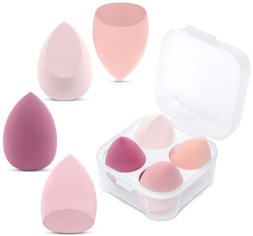 4 Stück Make up Schwamm Set, Beauty Blender Makeup Schwamm, Make Up Schwämmchen, Foundation Blending Beauty Sponge, Makeup Schwämmchen, Schönheitsei für Die Meisten Kosmetika