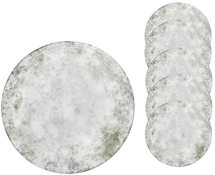 Van Well XL pizzatallrikar, set om 6, Ø 33 cm, italiensk pizzatallrik stor av porslin, tallrik för pizza, pasta och sallad, säker för mikrovågsugn och diskmaskin, vardags- och gastro-porslin