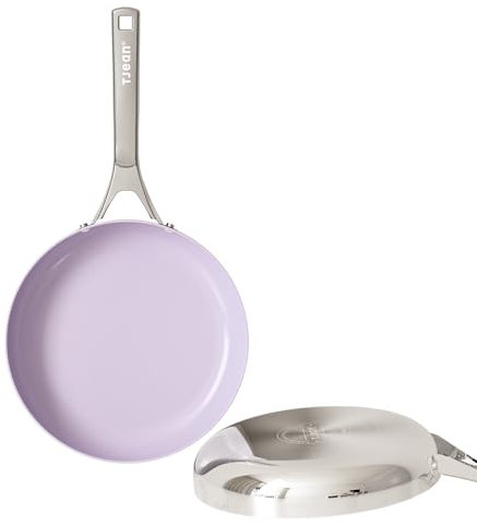 Tjean Padella antiaderente in ceramica da 26 cm (senza PFTE, PFOA, PFAS) non tossica con manico in acciaio inox, adatta per piani cottura a induzione, a gas, elettrici e forno, resistente al forno