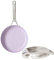 Tjean Sartén de cerámica antiadherente de 26 cm (sin PFTE, PFOA, PFAS) Batería de cocina no tóxica con mango de acero inoxidable, apta para cocinas de inducción, gas, eléctricas y hornos, apto para