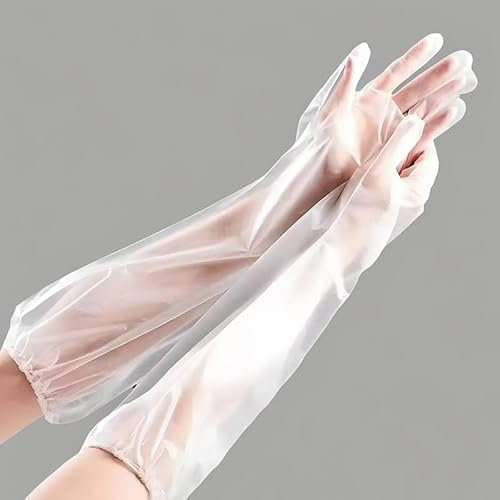 Losuya Lot de 5 paires de gants de nettoyage jetables extra longs de 60 cm à manches longues imperméables
