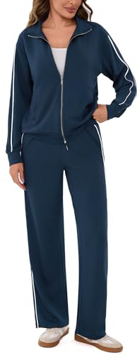 Terecey Tuta Donna con Giacca Zip e Pantaloni Completo Sportivo Casual | Giacca con Zip, Pantaloni Coordinati, Linea Sportiva, Vestibilità Comoda, Uso Quotidiano