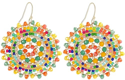 LUMOOM Boucles D'Oreilles En Perles De BohêMe Pour Femmes, ColoréEs L'éTé Et La Plage, Faites à La Main, HypoallergéNiques, Cristaux