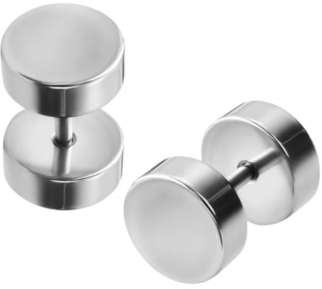 Juvel tunna falska pluggörhängen 2 st par – 16 g (1,2 mm) allergivänliga kirurgiska stål fuskstift – 4 mm – 10 mm illusion skiva öronproppar i svart, silver och guld