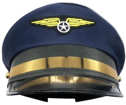 Gorro de Piloto para Adultos Disfraz Clásico Capitán Aerolínea Para Cosplay