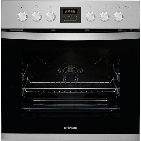 Privileg PHVK3 OH5V IN Einbauherd / 65 L/Hydrolyse-Reinigungsfunktion/Edelstahl Einbau-Herd/Multifunktions-Umluftherd mit 5 Funktionen/Vollglasinnentür, 2-fach verglast