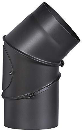 FIREFIX R180/B Ofenrohrbogen aus 2 mm starken Stahl (Rauchrohr) in 180 mm Durchmesser, für Kaminöfen und Feuerstellen, Senotherm, schwarz, 0-90 Grad verstellbar, mit Reinigungstür