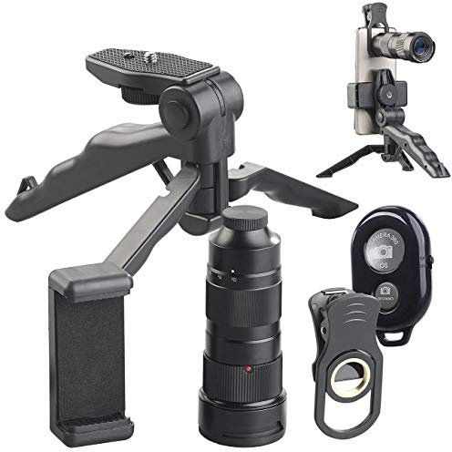 Somikon Kameraobjektive: Vorsatz-Tele-Objektiv 4X - 12x kompatibel mit Samsung, Stativ, Fernauslöser (Kamera-Fernauslöser Bluetooth, Telezoomobjektiv)