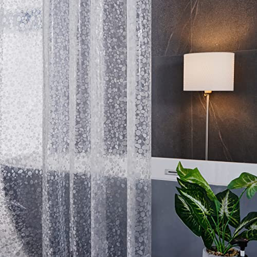Furlinic 180x200 Duschvorhang aus Eva Badvorhang Anti-schimmel Transparent Vorhänge in Badezimmer für Badewanne Dusche Kieselstein mit 12 Duschvorhangringe Saum mit Steinen.