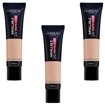 3 x New L'Oreal Infallible 24H Matte Cover Foundation 30 ml – 175 Sand
