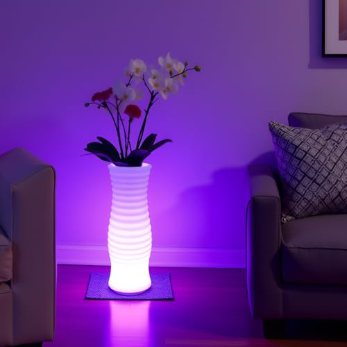 LED Vase Night Light, 20-in Rechargeable LED Planter Light, 16 Colors & 4 Modes Cordless Flower Pot with Remote, Waterproof & Sturdy Floor Mood Lamp for Living Room Bedroom Yard Wedding Party Decor