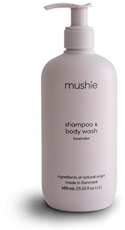 Mushie Shampooing et Gel Douche pour Bébé | Fabriqué au Danemark | Lavender | Sans Cruauté Animale | Certifié Cosmos Organic | 400 ml |
