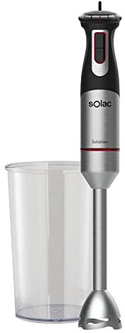 Solac Solution BA5695 - Batidora de mano de 1200W, con regulador de velocidades progresivo, función turbo, campana anti salpicaduras, cuchillas de alta resistencia en inox, incluye vaso medidor