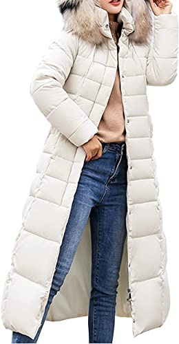 Vagbalena Manteau d'hiver à Capuche pour Femmes Manteau matelassé en Fausse Fourrure d'hiver à Capuche pour Femmes Long doublé en Duvet Manteau d'hiver à Capuche élégant Manteau à Capuche
