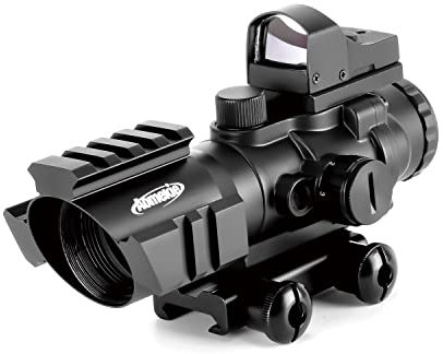 AOMEKIE Zielfernrohr 4x32mm mit 20mm/22mm Schiene Airsoft Red Dot Visier Sight Leuchtpunktvisier Rotpunktvisier für Jagd Softair und Armbrust