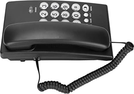 Desktop Festnetz für Senioren, Große Tasten und Schnurgebundenes Telefon für Heimhotel und Büro (einfaches Design) (Schwarz)