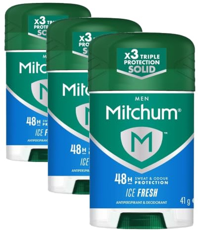Mitchum Men Triple Odor Defense 48HR Protection Stick Deodorant & Anti-Perspirant, Ice Fresh, 41 g (Pack of 3)