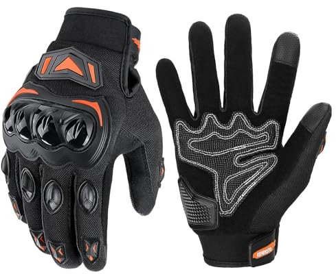 KEMIMOTO Motorradhandschuhe Herren, Motorrad Handschuhe mit Knöchelprotektor und Touchscreen, Sport Handschuhe für Herren und Damen, für Motorrad, Fahrrad, Roller, Jagd