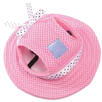 Cappello da Baseball per Cani, Cappellino Parasole con Visiera, Berretto Regolabile con Fori per l'Orecchio, per Cani Piccoli, Tessuto a Maglia, Rosa