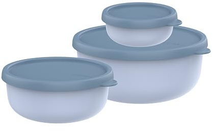 Mepal Set di 3 Contenitori per Microonde Lumina, Contenitori alimenti con coperchio adatti per frigo, freezer, forno a vapore e microonde, 250 + 750 + 1500 ml, Nordic blue