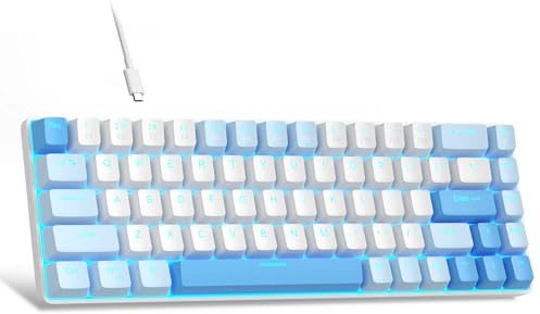 MageGee Portable 60% Mechanical Gaming Keyboard, MK-Box LED Backlit Compact 68 Keys Mini Wired Office Keyboard with Red Switch for Windows Laptop PC Mac - Sky Blue