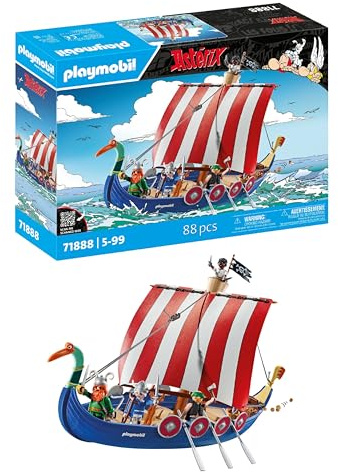 PLAYMOBIL | Asterix | Barco Pirata | Set de Juego Astérix | Juguete de Barco Pirata | Astérix y Obélix | Juguete de Aventura para niños y niñas a Partir de 5 años | 71888