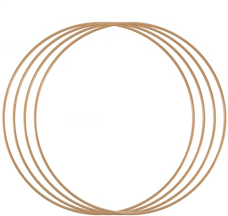 Vaessen Creative Anello in Metallo Ø 30 cm x 3 mm 4 Cerchio Decorativo Oro-Filo Metallico, Fiori Secchi, Macramè, Acchiappasogni, Mobile Fai da Te e Decorazioni da Parete, ø30cm, Oro antico, 4 Unità