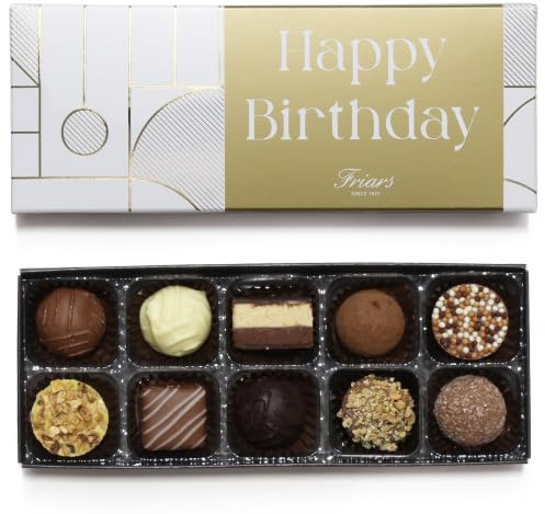 Friars Happy Birthday Chocolate Collection | 10 Luxury Assorted Belgian Chocolates | Ideal Present for Birthday Celebration
