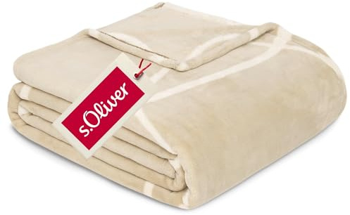 s.Oliver Kuschelsoft Decke 150x200 - flauschig, warm & waschbar, Kuscheldecke beige