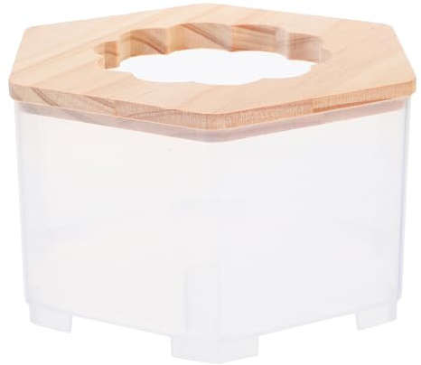 SHINEOFI Bac à Bain et Toilettes pour Hamster Double Usage, Transparent, Grand Format, en Bois Massif, pour Cage Compacte, Adapté aux Petits Rongeurs et Hamsters