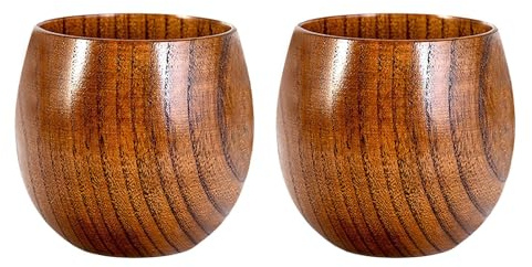 Jeruytgh Träkopp | Retro trä dryckemugg – liten vinmugg, för kaffe te espresso latte vin mjölk fest matsal kafé bänkskiva
