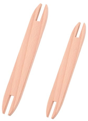 Baluue Lot de 2 Aiguilles à Tisser en Bois Naturel Navettes de Tissage Petites et Grandes Accessoires de Couture DIY pour Écharpes et Pulls Outils de Tricot Polyvalents pour Artisanat