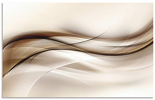 ARTland Spritzschutz Küchenrückwand aus Alu für Küche Herd Spüle 80x50 cm (BxH) mit Motiv Abstrakte Welle Moderne Kunst Abstrakt Kreativ Braun T9LI