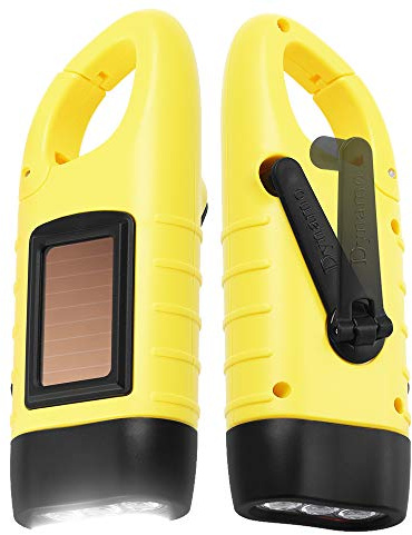 Simpeak 2-Stück LED Taschenlampe, Handkurbel Solar Karabiner Taschenlampe für Camping Outdoor Klettern Wandern - Gelb