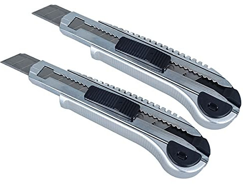 LEDLUX 2 PCS Taglierino Professionale, Cutter Con Ricarica Lama Automatica, 2 Taglierini con 10 Lame di Ricambio Da 18mm