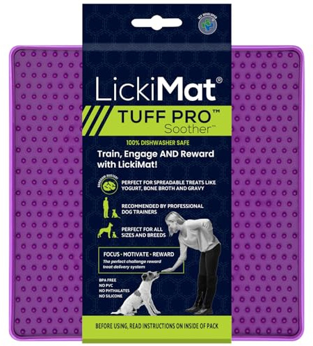 LickiMat Tuff Soother Pro, Dog Feeding Mat for Boredom and Anxiety Relief, Ideal for Food, Treats, Yoghurt or Peanut Butter, Lick Mats, Fun Alternative to a Slow Feeder Bowl, Purple