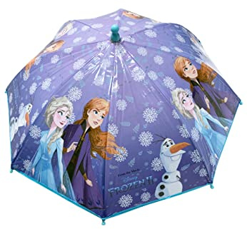 Disney Frozen II Anna and Elsa Purple Umbrella Dome Kids Umbrella Windproof and Resistant Dome Brolly School Travel Outdoor Gift