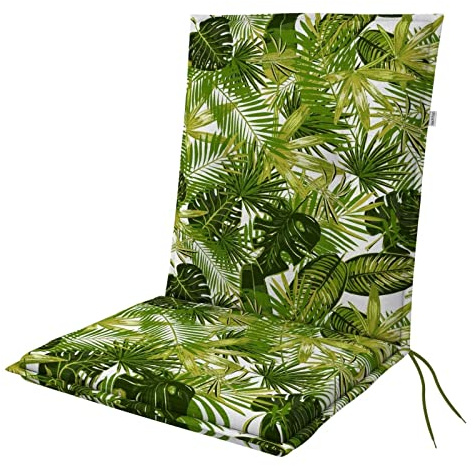 Doppler Auflage Niederlehner Living Palmen I Gartenstuhl-Polster 100x48x6cm aus Baumwolle & Polyester I Sitzauflage weich & bequem I Sitzkissen zum Festbinden an Gartenstuhl