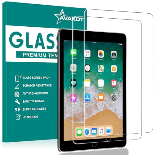 avakot 2 Pack Tempered Glass Screen Protector for iPad 5/6 & Air 1/2 9.7