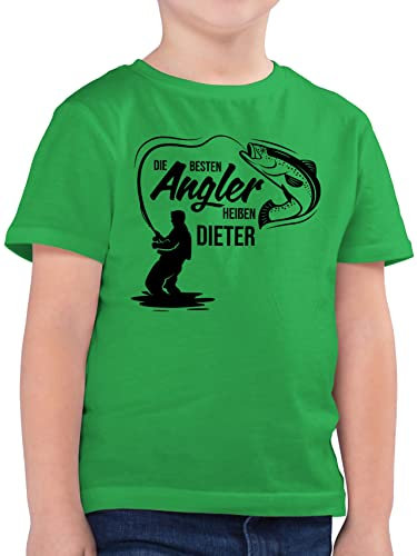 Kinder T-Shirt Jungen - Die besten Angler heißen Name I Geschenk Angler I Vatertagsgeschenk Angeln I Angelzubehör personalisiert I Angelgeschenkideen I Angel Geschenk für Männer I Fischer - 164