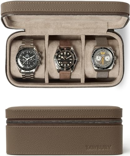 TAWBURY Leder-Uhrenetui für Reisen – Uhrenbox für 3 Uhren | Uhrenkoffer für Damen und Herren | Uhrenaufbewahrung
