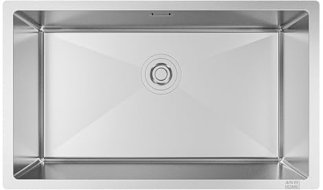 ANW HOME Lavello Cucina 1 Vasca 74x44 cm, Acciaio Inox